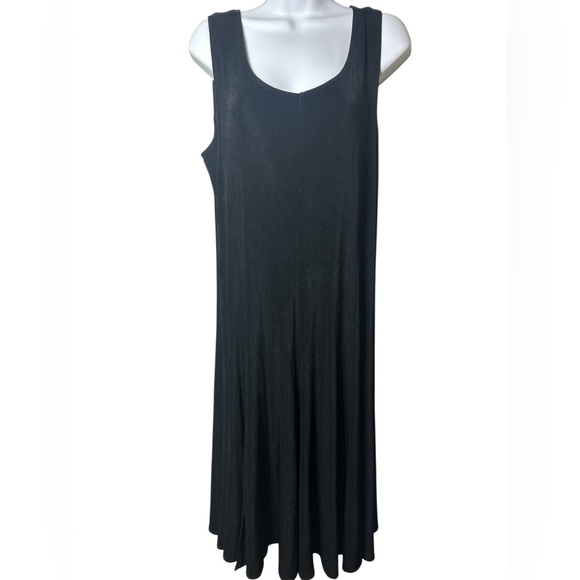Chicos Travelers Womens Witchy Flowy Midi Dress Size 2 Large Black Whimsigoth - Picture 1 of 9